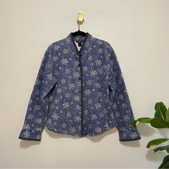 Woolrich Vintage Snowflake Pattern Print Button Front Lightweight Jacket - Picture 1 of 8